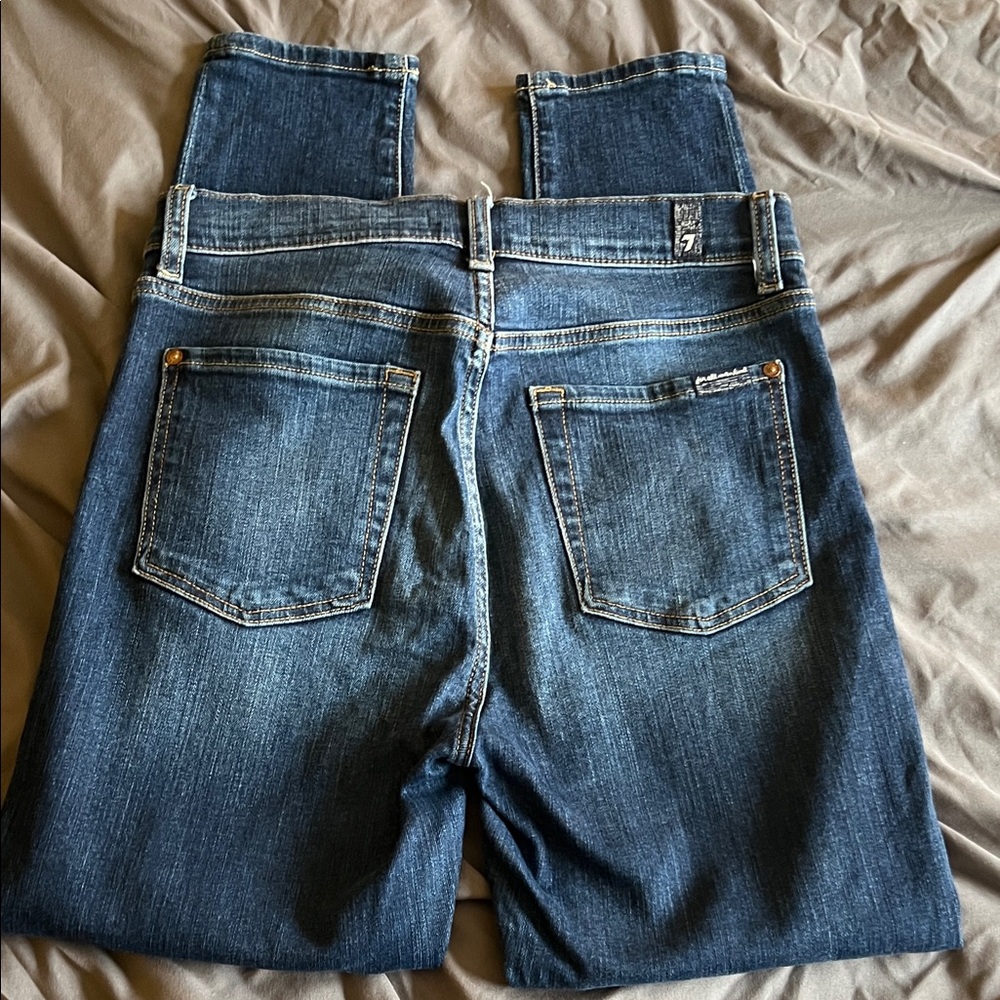 7 For All Mankind Women's Straight Leg Jeans Aubrey in Dark Wash Blue Size 28